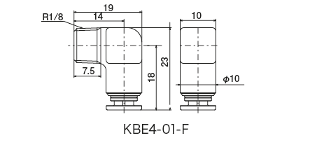 KBC · KBL · OTS · OTE 型（ワンタッチ継手）
 外形寸法図