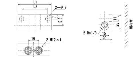 グリス定量バルブ用ジャンクション　外形寸法図