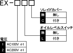 電磁駆動潤滑吐出型ピストンポンプ　EX型 発注ご指示表記